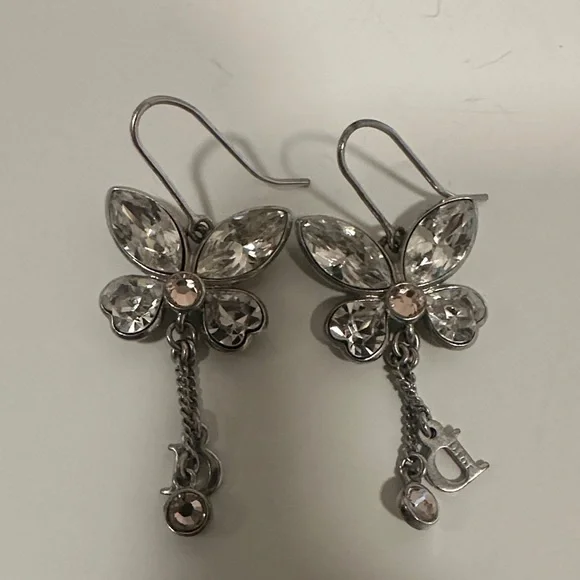 Christian Dior Vintage Butterfly Rhinestone Earrings - Picture 3 of 7